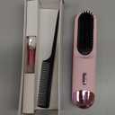 Cordless Hair Straightener Brush 300 Million Negative Ionic Portable Hair Straightener Comb for Women with 4 Temps Fast Heating MCH Ceramic Coating Smooth Frizz - Free Hair Black