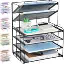 6-Tier Letter Tray Paper Organizer, Desk Organizers and Accessories, Desktop File Organizer, Office Desk Accessories for Office Supplies(Black)