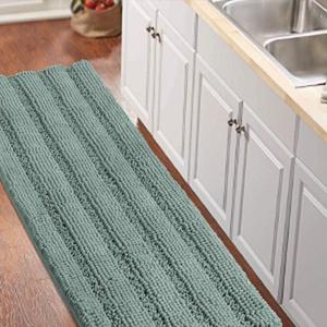 Turquoize Bathroom Runner Rug Extra Long Chenille Area Rug Non-Slip Bath Room Rug Shag Shower Mat Blue Rugs Kitchen Rugs Washable Bath Mats for Bathroom 59 x 20 inches, Duck Eggshell Blue