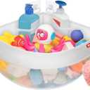 UNEEDE 4.32 Gallons Corner Mounted Bath Toy Storage Holder, Mesh Shower Caddy for Bathtub Organizer, Quick Dry Holder