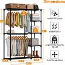 Simple Deluxe Clothes Rack, Heavy Duty Clothing Rack, 4-Shelf Portable Adjustable Wardrobe Closet with Hanging Rods, 43.8" W x 15.7" D x 64.9" H, Black