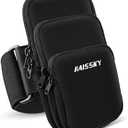 3 Pockets Running Phone Armband Holder for iPhone 16 15 14 Pro Max 13 Plus 12 11 XS XR X 8 7 Galaxy S23 Pouch Key Card Bag, Water Resistant Cell Phone Sport Arm Bands for Exercise Walking Workout Gym