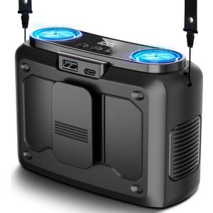 chillgo 20000mAh Portable Fan,Ture High Speed Dual Motors with 200% Powerful Airflow, Up to 135Hours and Rechargeable Personal Neck Waist Wearable Fans for Travel,Camping,Outdoor,Jobsite,Sports,Golf (Black)