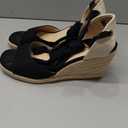 mysoft Women's Wedge Sandals Open Toe Espadrilles Platform Ankle Strap Lace Up Summer Shoes, Black US 8.5