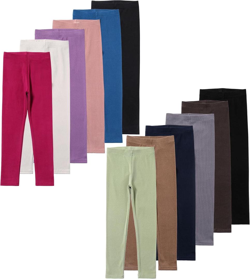 12 Pack Girls Dance Leggings for Toddler High Waisted Pants Kids Soft School Wearing
