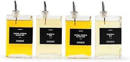 Molimoli Olive Oil Dispenser Bottle for Kitchen, Automatic Pourer, Glass Dispenser for Kitchen, Olive Oil Cruet, | Set of 2 - Black