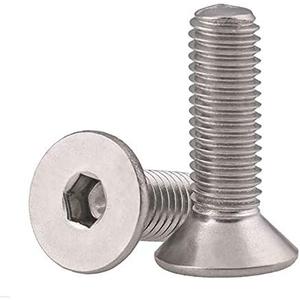 M6-1.0 x 30mm Flat Head Socket Cap Screws Countersunk Bolts, Stainless Steel 304, Bright Finish, DIN 7991, Allen Socket Drive, 20 PCS