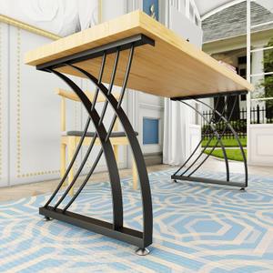 Metal Table Legs 28 Inch Bowed Modern Heavy Duty Iron Desk Legs Industrial for Dinning Table, Computer Table, Office Table Etc Black