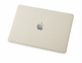 Seorsok Compatible with MacBook Air 13.6 inch Case 2022-2024 2025 A3240 M4 A2681 M2 A3113 M3 Touch ID, Elegant Leather Plastic Hard Case with Transparent Keyboard Cover, Beige Woven No Logo Cutout