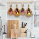 PATIKIL Hanging Fruit Baskets for Kitchen, 2 Pack Mini Size Teardrop Home Decor Storage Hand-Woven Hanging Baskets for Garlic Potato Vegetable, Brown