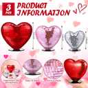 Amyhill 3 Pcs Valentines Day Disco Heart Table Decorations 6" 5" 4" Disco Mirror Heart Table Centerpiece Glitter Red Pink Silver Tabletop Decor for February 70s Wedding Anniversary Party Supplies