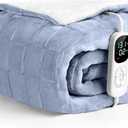 IUUI Heated Blanket Electric Throw Checkered- 50x60 Inches Soft Flannel Heating Blanket,Fast Heating Blanket 6 Heating Levels & 2 Hours Auto Off ETL Certification, Gifts for Women(Ashley Blue)
