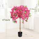 4 Feet Artificial Bougainvillea Trees, Fake Bougainvillea Pink Flowers Tree with Black Plastic Pot, Outdoor Faux Blooming Plants Potted 2 Packs for Decor Front Porch Indoor or Home Office (47 inch)