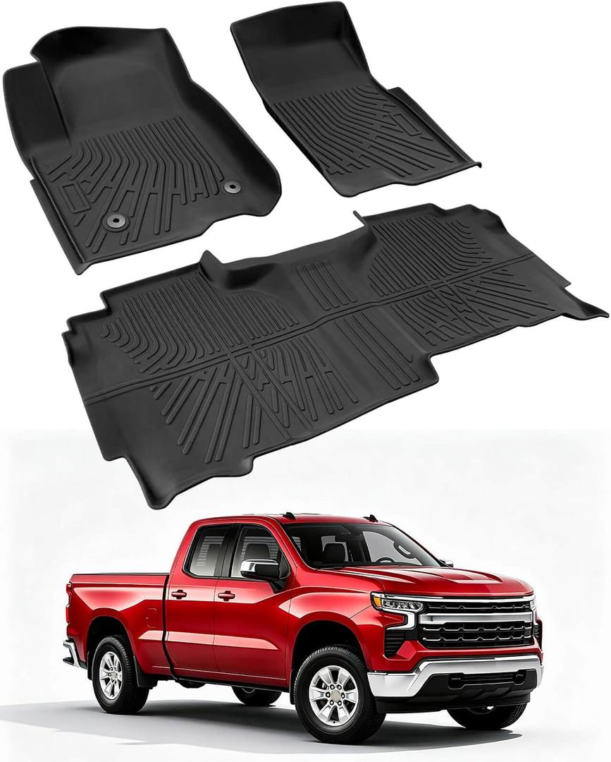 Car Floor Mats for Chevy Silverado for GMC Sierra Double cab 2019-2026