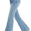 EXARUS Girls Flare Jeans Bell Bottom Teen Denim Pants Flared Ripped Cute Bootcut Mid Rise Elastic Band Pockets Kids (Blue)