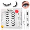 Wispy False Eyelashes Kit With Bond, Seal and Tweezer, 7 Pairs Natural Look Fake Cat Eye Lashes Strips Thin Band Extensions Waterproof Easy Eyelashes for Beginners RQ27