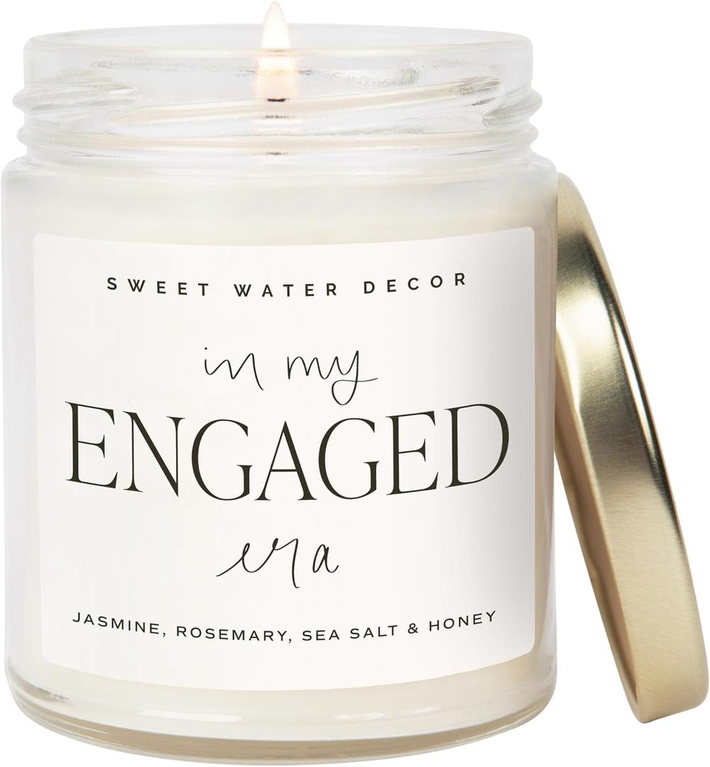 Sweet Water Decor in My Engaged Era Candle - Engagement and Bridal Shower Gifts for Woman - 9 oz Soy Candle in Clear Jar with 40+ Hours Burn Time, Made in the USA
