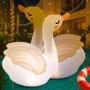 TIALLY Floating Pool Lights Solar Powered - Inflatable Solar Pool Lights, IP68 Waterproof Decor Float, Flamingo and Swans Decorations for Outdoor Use, for Women, Men, Adults