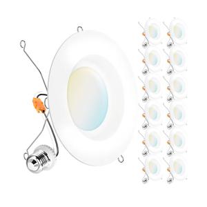 Sunco 12 Pack 6 Inch LED Recessed Lights, Retrofit Can Lights, Smooth Trim, 965 LM, 13W (75W Equivalent), Selectable CCT 2700K/3000K/3500K/4000K/5000K, Dimmable, Damp Rated UL