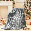 Lahome Christmas Blanket, Christmas Decorations Gifts for Women, Flannel Fleece Winter Holiday Blanket, Fluffy Cozy Soft Christams Throws for Couch Sofa Bed, ChristamsTree Pattern, Gray, 50" X 60"
