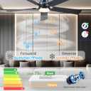 JSAITEE Ceiling Fans with Lights - Flush Mount Low Profile Flush Mount Ceiling Fans,DC Reversible Motor, 3CCT Dimmable, Noiseless, 6 Speeds Black Modern Ceiling Fan for Indoor/Outdoor