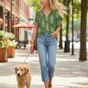Summer Tops for Women Striped Button Down Shirts Collar Guaze Shirt Trendy Vacation Work Linen Blouse (M)