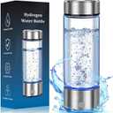 Hydrogen Water Bottle Generator - Portable Hydrogen Water Ionizer Machine SPE PEM Tech, Rechargeable Hydrogen Rich Water Glass Bottle for Home Gym Office and Travel Hydrogen Bottle