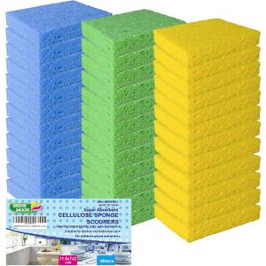 36 Pk Pop-Up Compressed Cellulose Sponges, Heavy Duty Scrub Kitchen Sponge, Clean Tough Messes Without Scratching Eco Friendly Reusable Compostable&Biodegradable 4.6x2.8x0.8Inch
