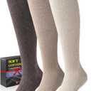 Soft Cotton Compression Socks for Women Men 20-30mmHg - Knee High Support for Circulation, Nurses, Pregnancy, Travel (Small-Medium, 3 Pairs - Natural Land)