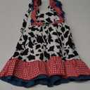 IDOPIP Toddler Baby Girls Cow Plaid Strawberry Rainbow Tutu Dress Summer Sleeveless Princess Birthday Party Dresses Clothes (5-6 Years)