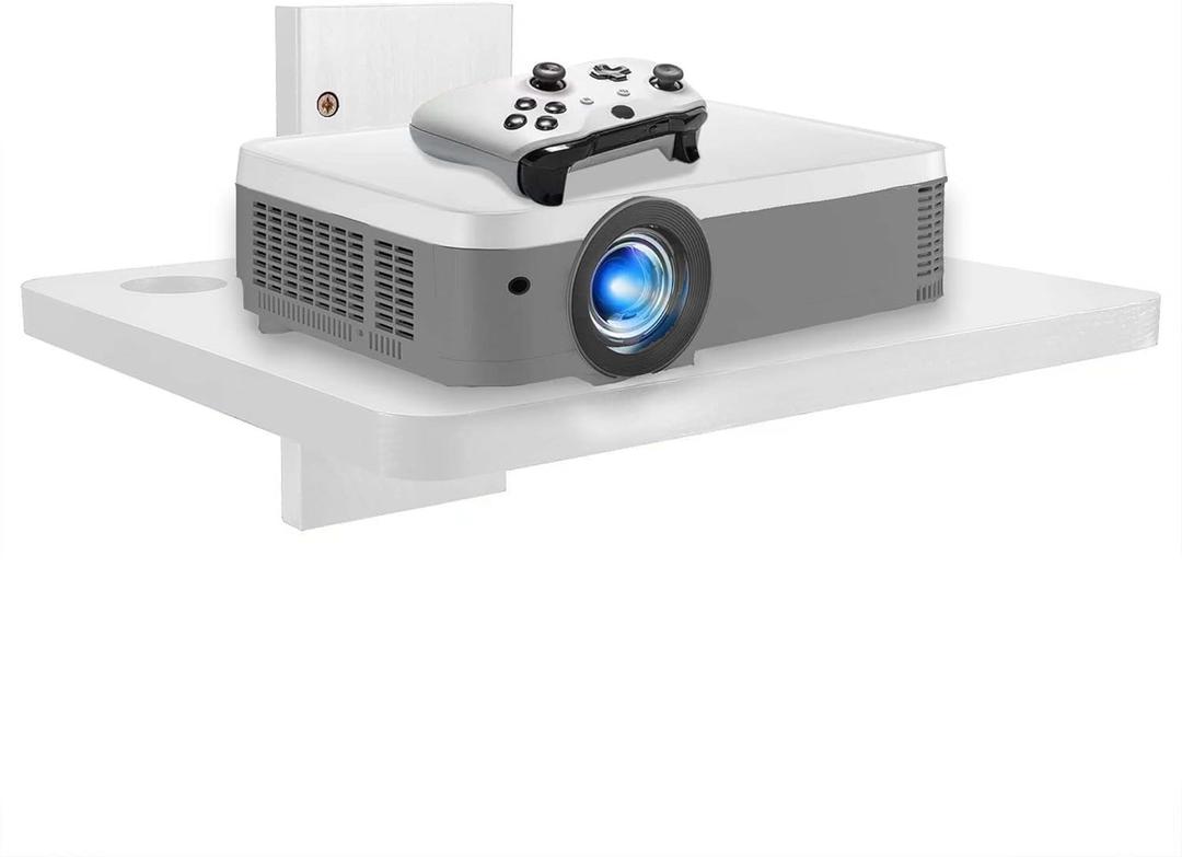 Floating Entertainment Shelf - Wooden DVD & TV Wall Mount Shelf, Perfect for Projector, PS5, DVD Player, Game Console, Cable Box