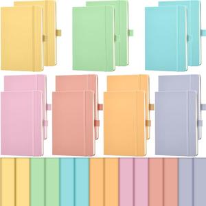 Laumoi 14 Pack Hardcover Journal Notebooks Bulk Journaling Notebook Wide Ruled PU Leather Ruled Lined Journals with Pen Holder for School Business Work Writing (Candy Color,A5)