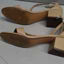 Amazon Essentials Women's Two Strap Heeled Sandal, Beige Faux Leather, 10