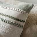 Cethom Boho Throw Pillow Covers 20x20 Inch Set of 2, Green Textured Decorative Couch Pillow Cases for Farmhouse Home Decor, Accent Cushion Cover for Sofa, Bed, Living Room, Bedroom