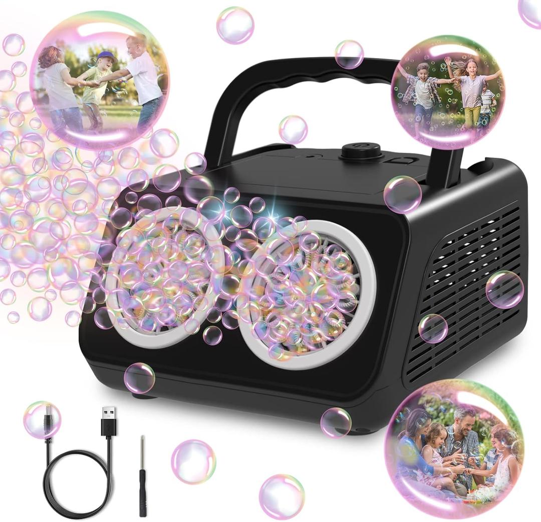 Bubble Machine,PANACARE Portable Automatic Bubble Blower.20000+ Bubbles per mins.Bubble Maker for Parties.Best Gifts for Kids and Toys for Pets. (Black)