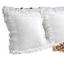 Queen's House Luxury Lace White Euro Shams Pillow Covers 18x18 Set of 2-M