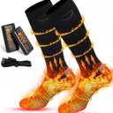 Rasfalo Heated Socks for Men Women, Rechargeable Heated Socks with 4000mAh Battery 3 Heating Levels, Electric Socks Thermal Foot Warmer Socks for Winter Outdoor Sports, Camping, Hunting