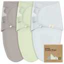 3Pack Organic Swaddles for Newborns, Baby Sleep Sacks 03 Months  Baby Swaddle Wrap, Newborn Wearable Blanket, Infant Sleep Sack for Girls, Boys, Soft & Snug, Large Hook & Loop Closure (Ripple)