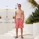 FT FENTENG Mens Swim Trunks Quick Dry Board Shorts with Mesh Lining, Breathable Surf Beach Shorts Swimwear Bathing Suits (Red, L)