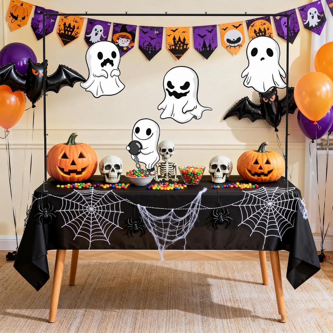 Over The Table Rod Stand with Clamps Adjustable 28"-69" Tall 31"-98" Length Table Arch Stand Hanging for Wedding Birthday Party Halloween Christmas Party (Black)