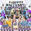 Birthday Party Decorations, Magical Wizard Pirate Halloween Horror Night Themed Party Supplies - Happy Birthday Banner, Balloons, Backdrop, Tablecloth, Cake Inserts Set-Black