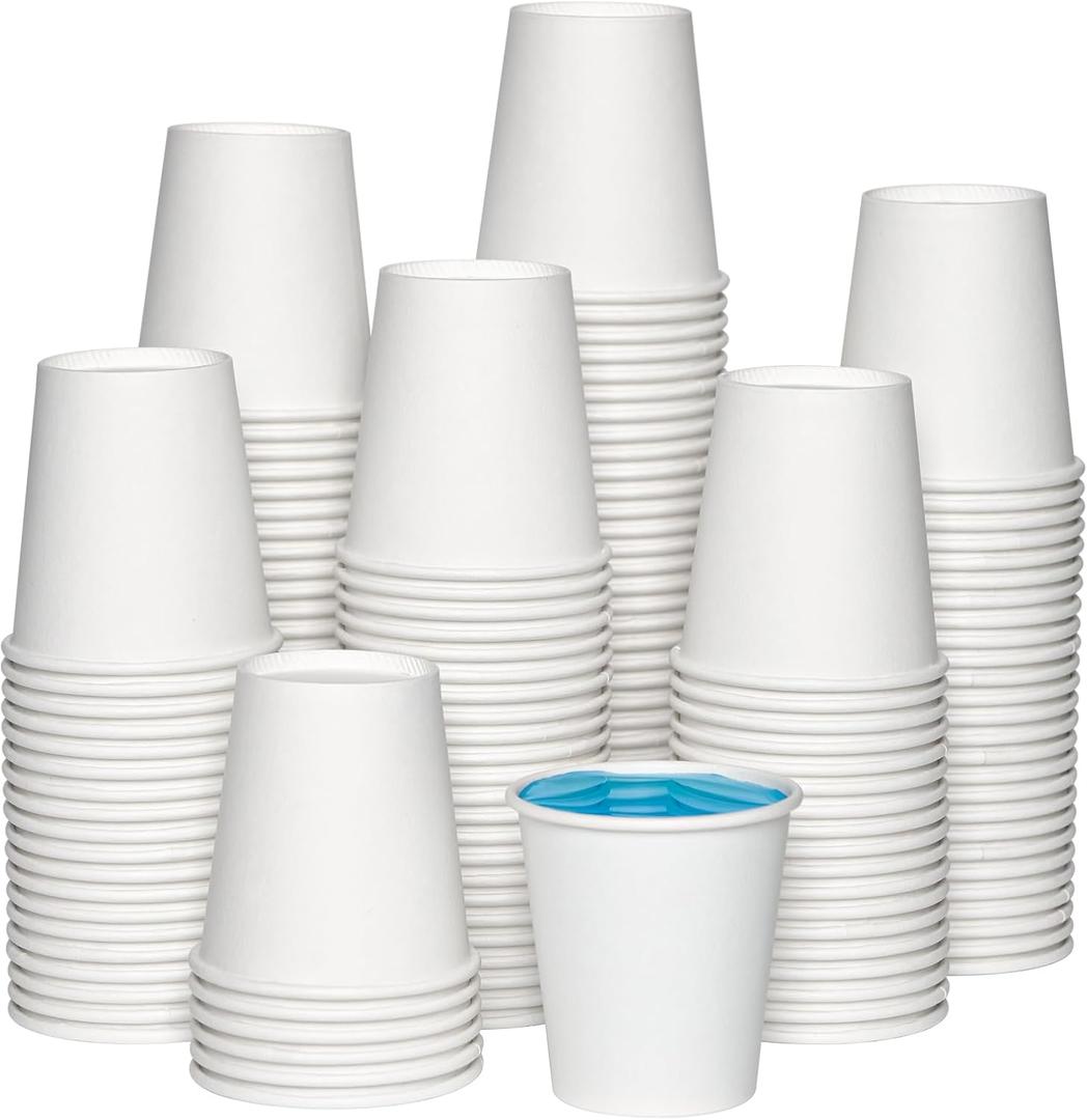 JOLLY CHEF 3oz Paper Cups 300 Packs for Hot Beverages, Disposable Small Mouthwash Cups, Ideal for Bathroom, Home, Party