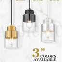 Pendant Lights Kitchen Island, Brushed Nickel Dual Shade Hanging Lights Fixtures with Metal and Clear Glass, Modern Kitchen Pendant Lighting Over Island for Dining Room, AD-24022-1P-SN