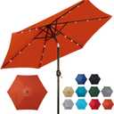 Blissun 7.5 ft Solar Umbrella, 18 LED Lighted Patio Umbrella, Table Market Umbrella (Orange)