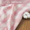 Softalker Pink Gingham Tablecloth Rectangle, Outdoor Linen Cotton Checkered Table Cloth with Tassel, Heavy Duty Wrinkle Free Buffalo Plaid Table Cover for Kitchen Dining Home Party - 55 x 70 Inch