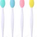 4pcs Lip Scrub Brush, Silicone Lip Exfoliator Brushes Scrubber Tool, Double-Sided Lip Cleaning Exfoliating Remove Dead Skin Tool for Men Women Dark Lips- Pink & Green & Blue & Yellow