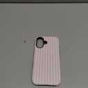 Jusy Compatible with MagSafe Striped Phone Case for iPhone 16, Cute Aesthetic Magnetic Soft TPU and Hard PC Protective Phone Cover for Women Girls (Matte) - Pink and White