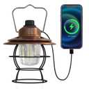 Fieldspark LED Camping Lantern Rechargeable Dimmable, Portable Vintage Outdoor Lantern 2700-6500K Waterproof, Hanging Retro Lamp Indoor Outdoor for Garden, Hiking, Emergency, Black