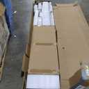 BARNSMITH 48in x 96in Glass Barn Door and 8FT Sliding Door Hardware Included, 5-Panel Frosted Glass Sliding Barn Door, Solid Wood Covered with Water-Proof PVC Surface, Easy Assembly, Brown