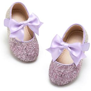 Kiderence Little Toddler Girls Dress Shoes Ballerina Ballet Flats Kids Mary Janes (Ck353 Purple) 7